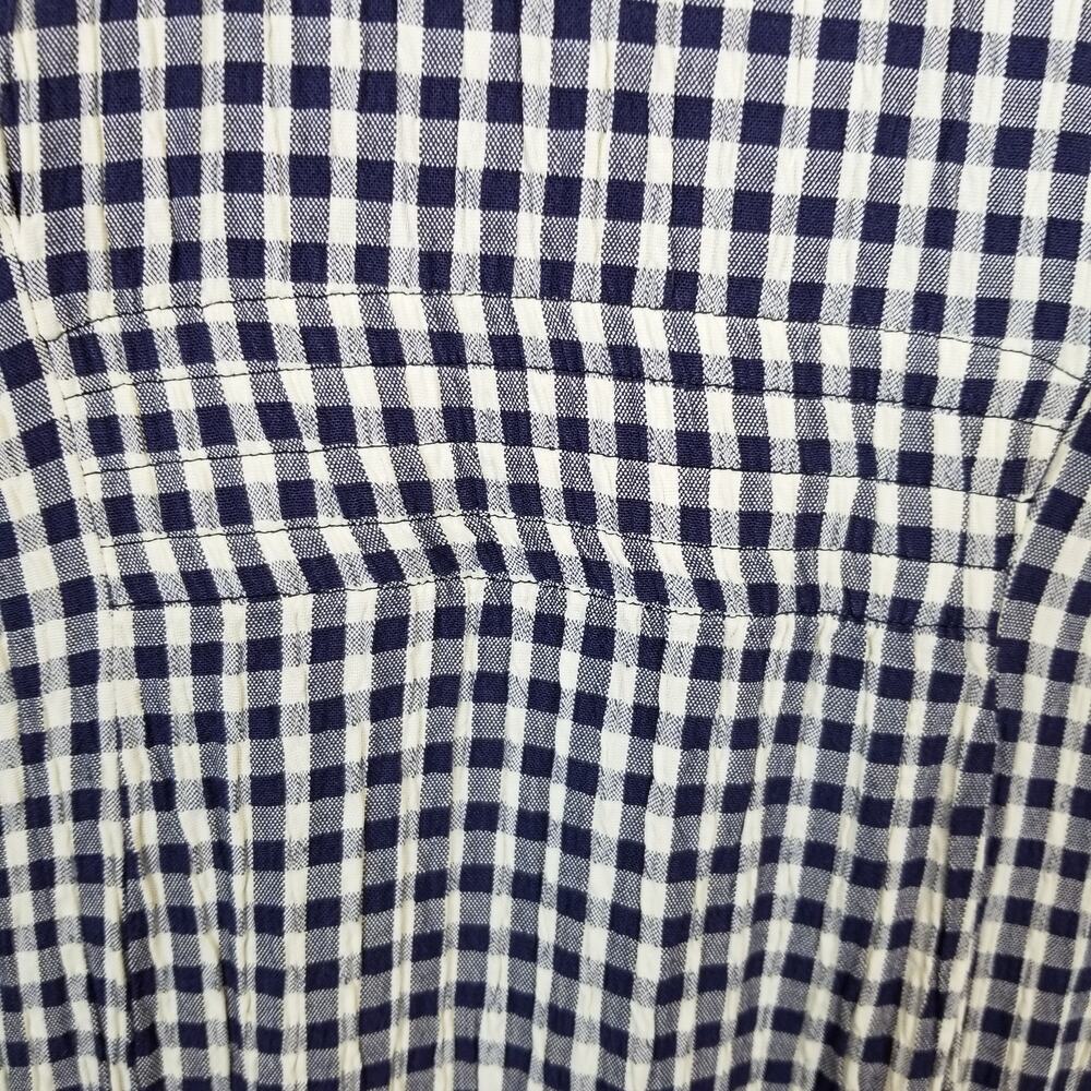 CDC Caren Desiree & Co Vintage Check Gingham Midi Dress Blue White Size 4 - Picture 4 of 6